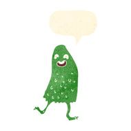 cartoon funny slime monster with speech bubble N19