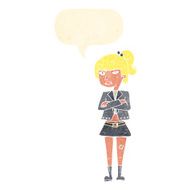 cartoon cool girl with speech bubble N27