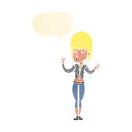 cartoon cool girl with speech bubble N28