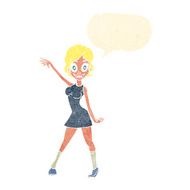 cartoon party girl with speech bubble N10