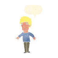cartoon surprised man with speech bubble N136
