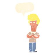 cartoon man with folded arms speech bubble N28