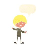 cartoon unhappy boy with speech bubble N56