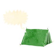 cartoon traditional tent with speech bubble N3