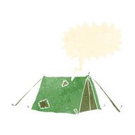 cartoon traditional tent with speech bubble N4