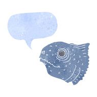 cartoon fish head with speech bubble N6