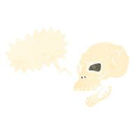 cartoon spooky skull with speech bubble N143