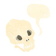 cartoon spooky skull with speech bubble N144