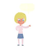 cartoon welcoming woman with speech bubble N10