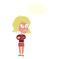 cartoon surprised woman with speech bubble N226