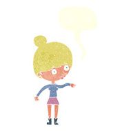cartoon surprised woman with speech bubble N227