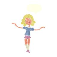 cartoon woman taking praise with speech bubble N10