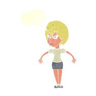 cartoon annoyed woman with speech bubble N172