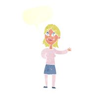 cartoon woman gesturing to show something with speech bubble N20