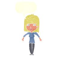 cartoon woman shrugging with speech bubble N58