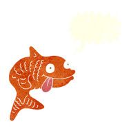 cartoon fish with speech bubble N82
