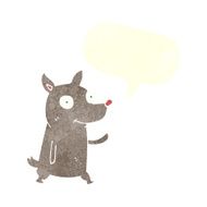 cartoon little dog waving with speech bubble N10