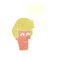 cartoon man narrowing eyes with speech bubble N38