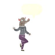 cartoon dancing werewolf woman with speech bubble N6