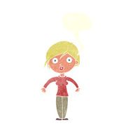 cartoon surprised woman with speech bubble N228