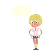 cartoon pretty woman with hands on hips speech bubble N19