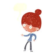 cartoon woman pointing with speech bubble N208
