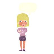 cartoon impatient woman with speech bubble N8