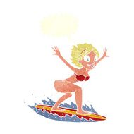 cartoon surfer girl with speech bubble N19