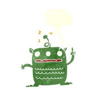 cartoon weird little alien with speech bubble N19