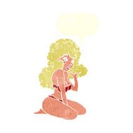 cartoon pin up girl with speech bubble N10
