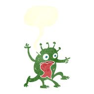 cartoon weird little alien with speech bubble N20