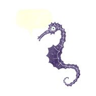 cartoon sea horse with speech bubble N19