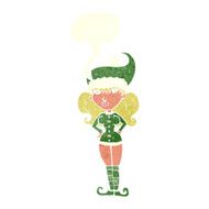 cartoon santa&#039;s helper woman with speech bubble N10