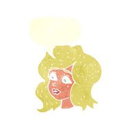 cartoon woman looking concerned with speech bubble N10
