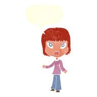 cartoon woman with open arms speech bubble N91