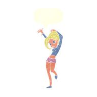 cartoon pretty woman dancing with speech bubble N19