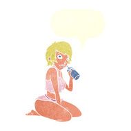cartoon sexy gym girl with speech bubble N10