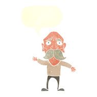 cartoon worried old man with speech bubble N19