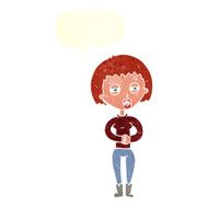 cartoon tired woman with speech bubble N28
