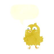 funny cartoon bird with speech bubble N124