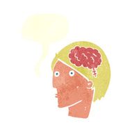 cartoon man with brain symbol speech bubble N20