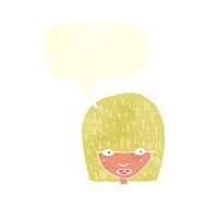 cartoon female face staring with speech bubble N4
