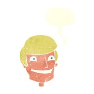 cartoon grinning man with speech bubble N82