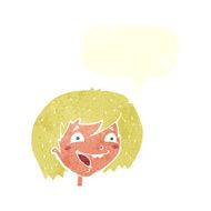 cartoon happy girl with speech bubble N86