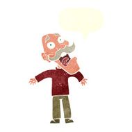cartoon terrified old man with speech bubble N20