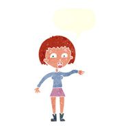 cartoon surprised woman with speech bubble N229