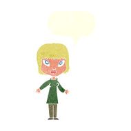 cartoon woman with open arms speech bubble N92
