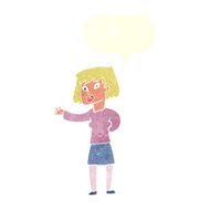cartoon woman explaining with speech bubble N44