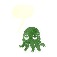 cartoon alien squid face with speech bubble N28