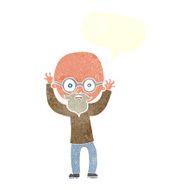 cartoon stressed bald man with speech bubble N9